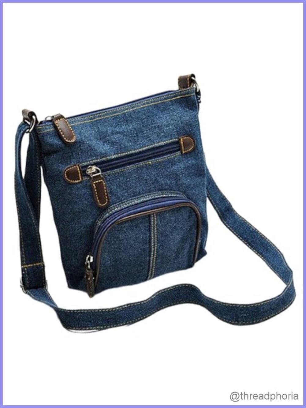 Denim Crossbody Shoulder Bag Boho Purse Zipper Pockets